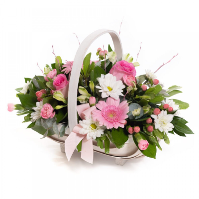 Baby Girl Pink Basket | Heywood Florists | Heywood | Flower Delivery - Same Day New baby Flowers Deliverd In Heywood From Heywood Florist